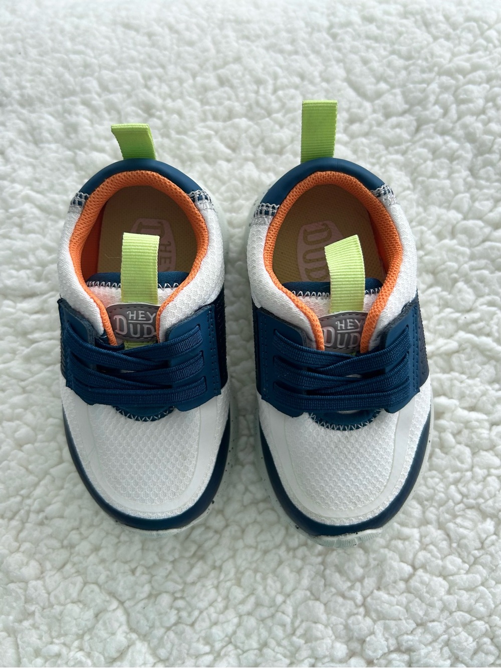 Hey Dude Sirrocho Toddler Play ColorBlock White Navy Slip On Toddler Shoe Sz C7